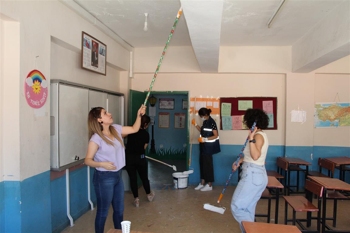 Şırnaklı kadınlar, köy okullarını boyadı
